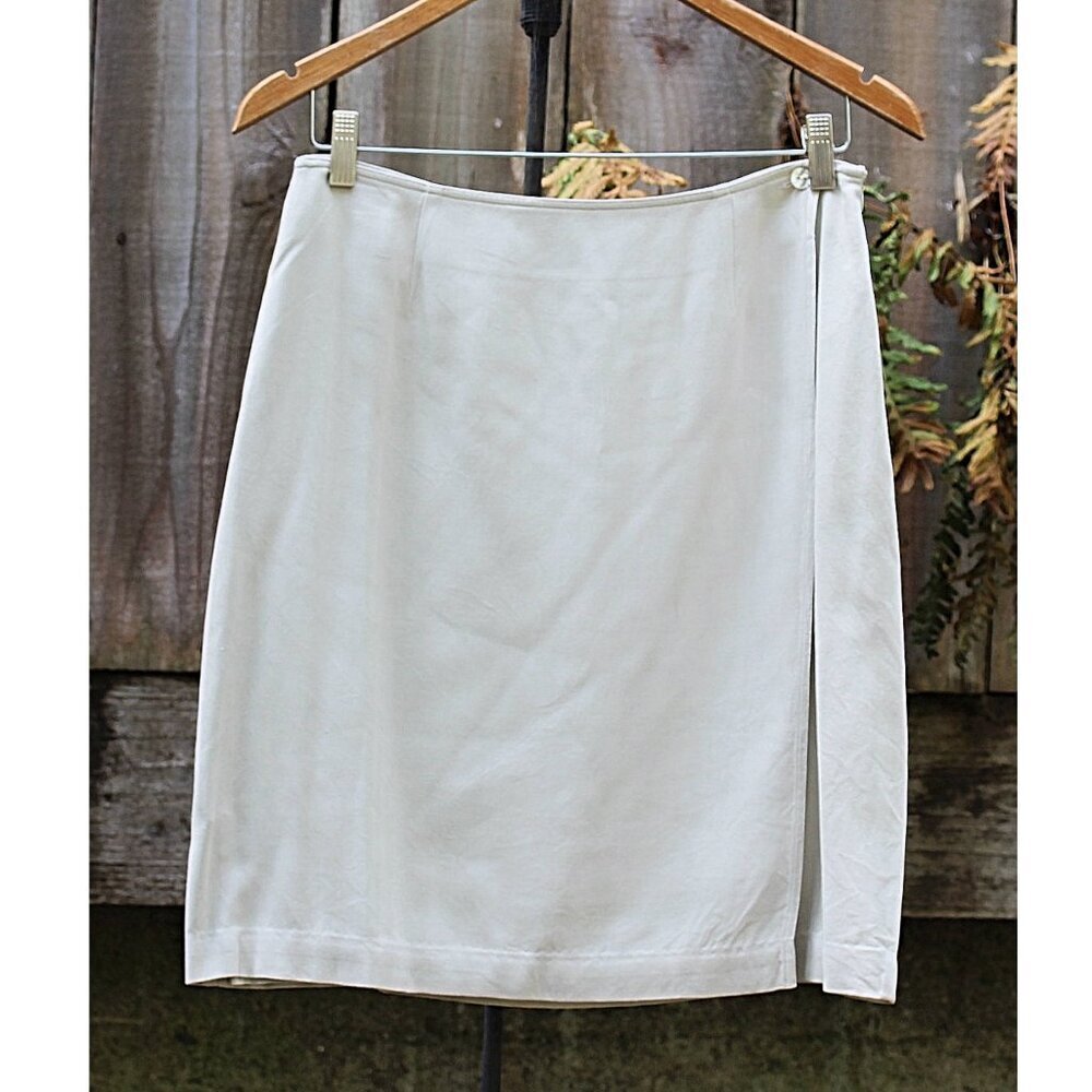 Tommy Bahama - sz 10 - 100% Silk Woven Wrap Skirt in color Greige